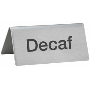 Winco - SGN-102 - Tent Sign, "Decaf", Stainless Steel - Buffet Service - Maltese & Co New and Used  restaurant Equipment 
