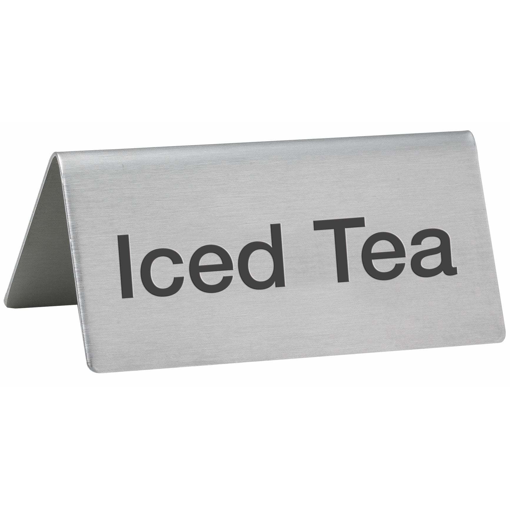 tea tent restaurant Winco - SGN-105 - Tent Sign, "Iced Tea", Stainless Steel