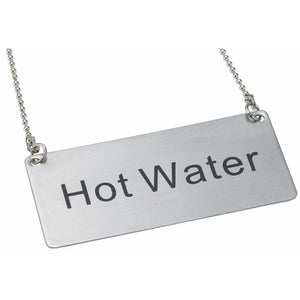 Winco - SGN-204 - Chain Sign, "Hot Water", Stainless Steel - Buffet Service - Maltese & Co New and Used  restaurant Equipment 