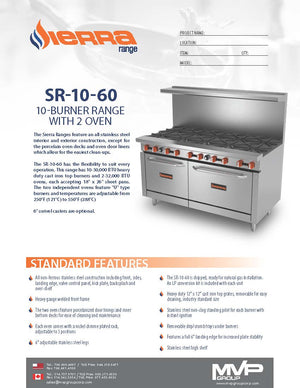 Sierra - SR-10-60 - Gas Range - 60" - Brand New - Maltese & Co New and Used  restaurant Equipment 