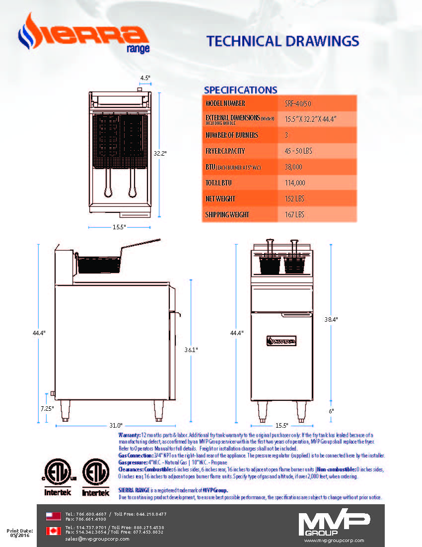 SIERRA SRF-40/50 FRYER 40/50lb NATURAL GAS - Maltese & Co New and Used  restaurant Equipment 