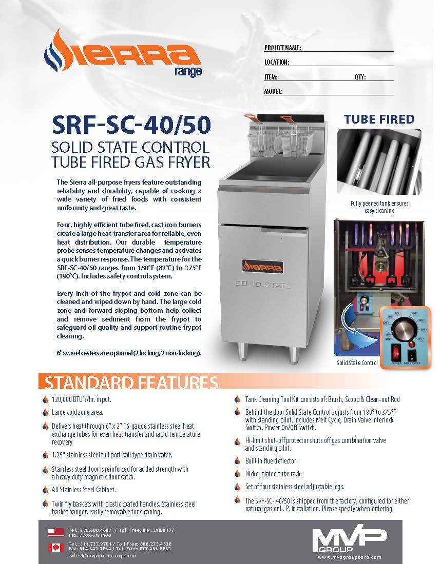 Sierra - SRF-SC-40/50 - Fryer - Brand New - Maltese & Co New and Used  restaurant Equipment 