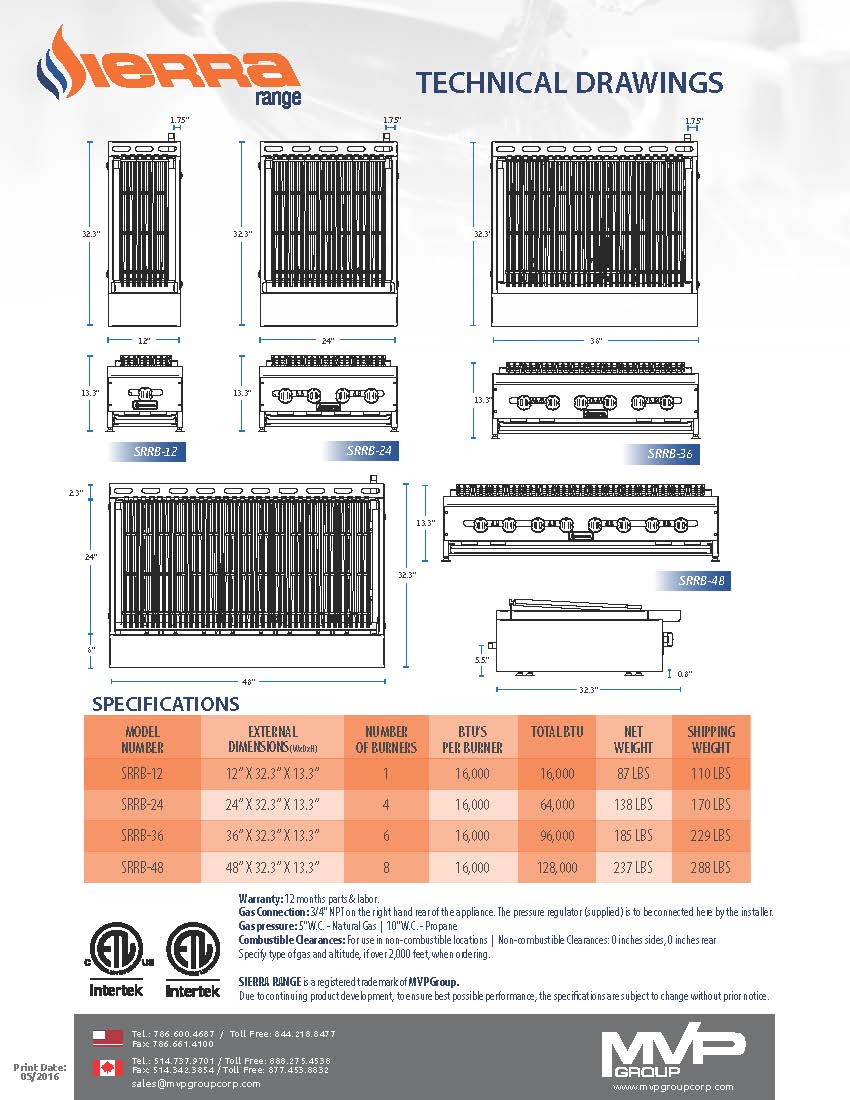 Sierra - SRRB-12 - Radiant Broiler - Brand New - Maltese & Co New and Used  restaurant Equipment 