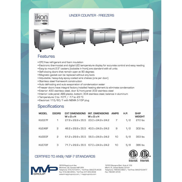 IKON KUC72F Undercounter Freezer Brand New Maltese & Co