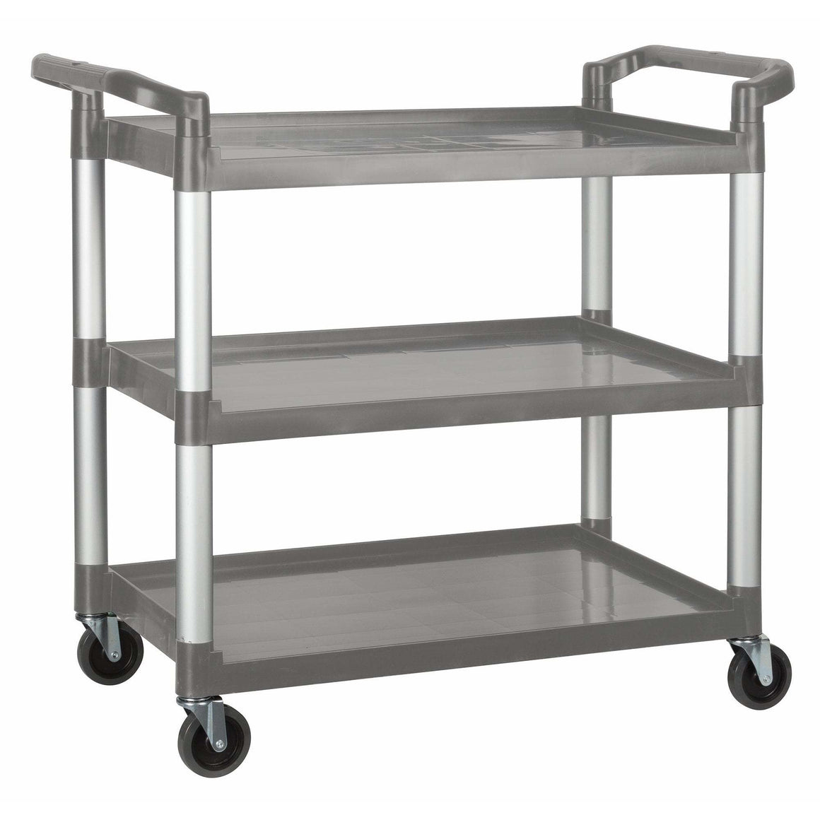 Winco - UC-3019G - Plastic Utility Cart, 40-3/4"L x 19-1/2"W x 37-3/8"H, 3 Tier, Gray - Bussing - Maltese & Co New and Used  restaurant Equipment 