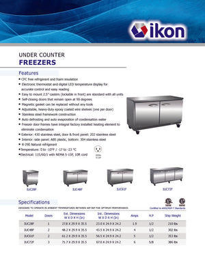 IKON - IUC28F - Undercounter Freezer - Brand New - Maltese & Co New and Used  restaurant Equipment 
