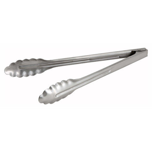 Winco - UT-12HT - 12" Stainless Steel Utility Tong, Extra Heavyweight, 1.2mm - Kitchen Utensils - Maltese & Co New and Used  restaurant Equipment 