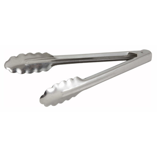 Winco - UT-9 - 9" Stainless Steel Utility Tong, Heavyweight, 0.9mm - Kitchen Utensils - Maltese & Co New and Used  restaurant Equipment 