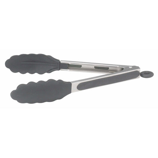 Winco - UTS-9K - 9" Stainless Steel Utility Tong, Silicone Grips, Lock Clip, 400F/210C - Kitchen Utensils - Maltese & Co New and Used  restaurant Equipment 