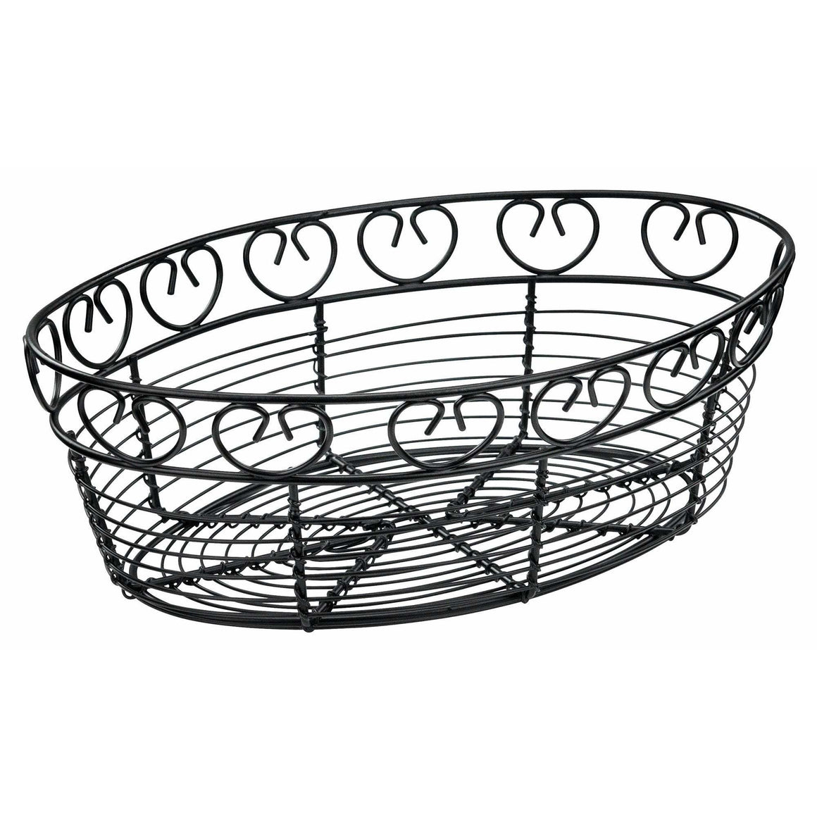 Winco - WBKG-10O - Bread/Fruit Basket, Black Wire, Oval, 10" x 6-1/2" x 3" - Tabletop - Maltese & Co New and Used  restaurant Equipment 