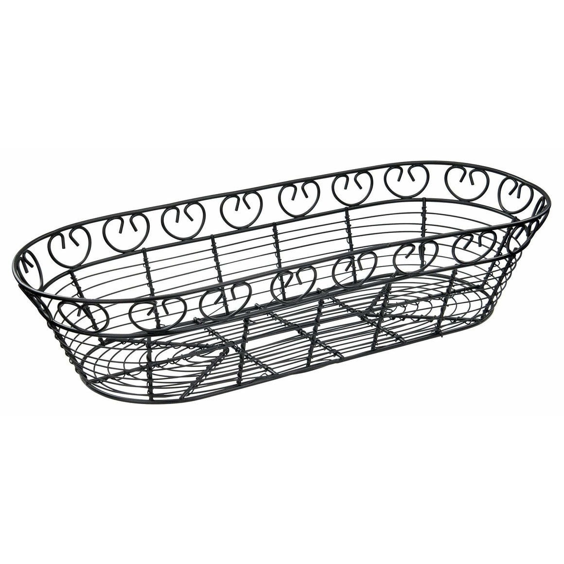 Winco - WBKG-15 - Bread/Fruit Basket, Black Wire, Oval, 15" x 6-1/4" x 3" - Tabletop - Maltese & Co New and Used  restaurant Equipment 