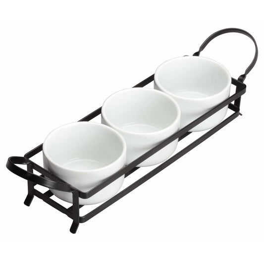 Winco - WDP014-101 - 15" x 3-3/4" Porcelain Trio Set with Stand, Durable White, 12 sets/case - Dinnerware - Maltese & Co New and Used  restaurant Equipment 