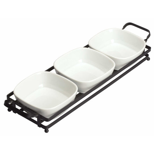 Winco - WDP014-102 - 16-1/2" x 4-5/8" Porcelain Trio Set with Stand, Durable White, 12 sets/case - Dinnerware - Maltese & Co New and Used  restaurant Equipment 