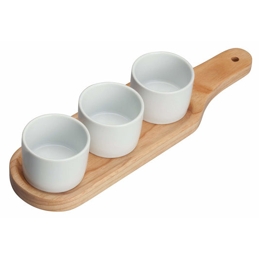 Winco - WDP015-103 - 11-5/8" x 3-1/8" Porcelain Trio Bowl Set with Wdn Plate, Dur White, 24 sets/case - Dinnerware - Maltese & Co New and Used  restaurant Equipment 