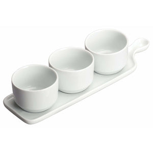Winco - WDP016-101 - 12" x 3-1/2" Porcelain Trio Tapas Set, Durable White, 12 sets/case - Dinnerware - Maltese & Co New and Used  restaurant Equipment 