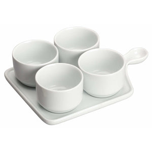Winco - WDP016-102 - 9-3/4" x 6-3/4" Porcelain Quartet Tapas Set,Durable White, 12 sets/case - Dinnerware - Maltese & Co New and Used  restaurant Equipment 
