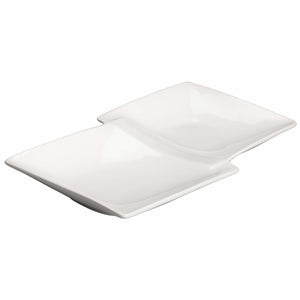 Winco - WDP017-109 - 13-7/8" x 8" Porcelain Duet Plate, Bright White, 12 pcs/case - Dinnerware - Maltese & Co New and Used  restaurant Equipment 