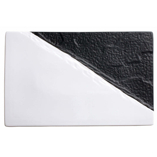 Winco - WDP023-201 - VISCA 11-5/8" x 7-1/4" Porcelain Rectangular Platter, Black & White, 12 pcs/case - Dinnerware - Maltese & Co New and Used  restaurant Equipment 