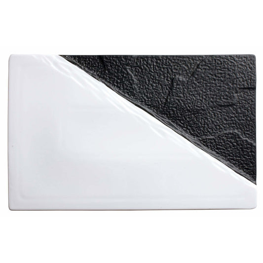 Winco - WDP023-202 - VISCA 13-7/8" x 8-5/8" Porcelain Rectangular Platter, Black & White, 6 pcs/case - Dinnerware - Maltese & Co New and Used  restaurant Equipment 