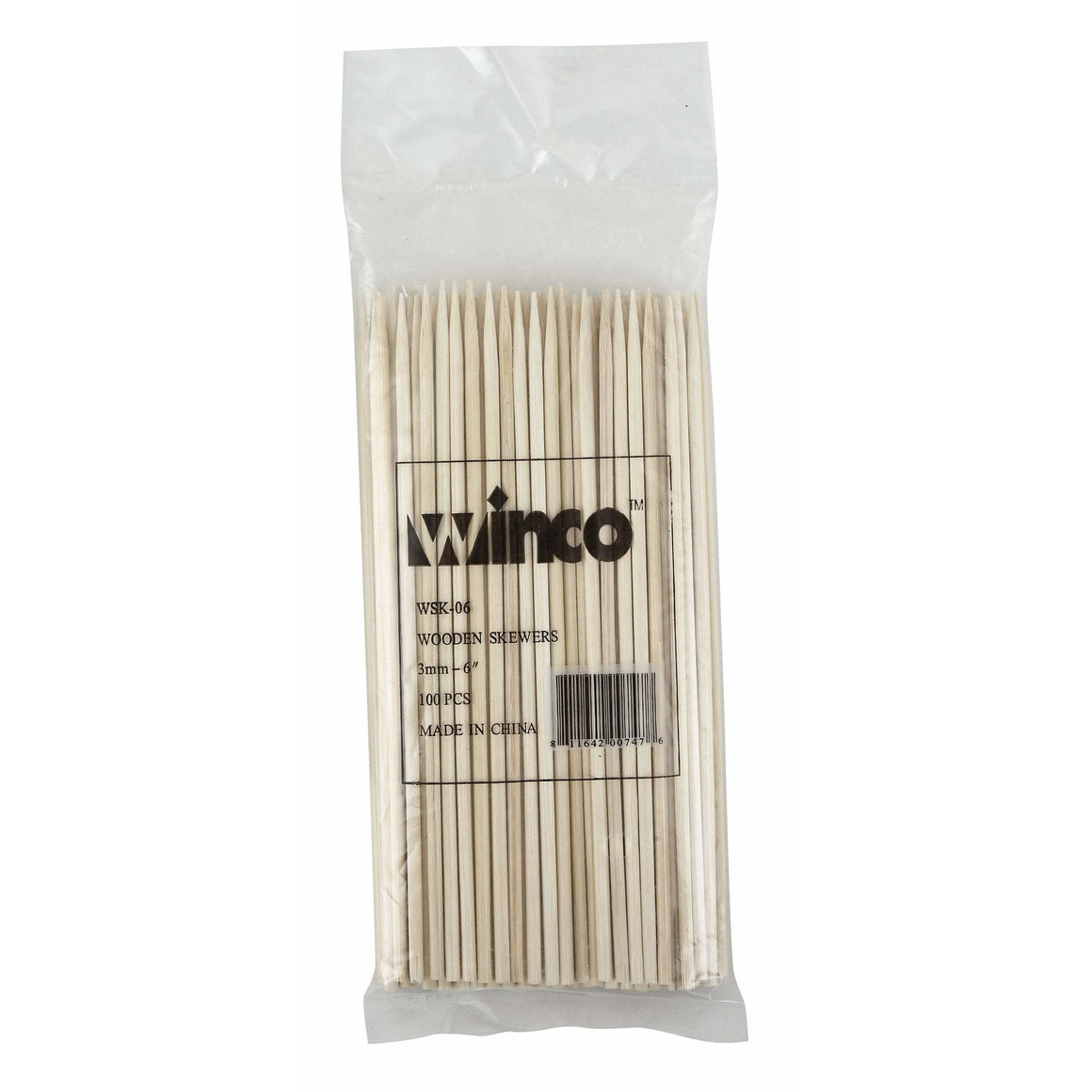 Winco - WSK-06 - 6" Bamboo Skewers, 100/bag - Kitchen Utensils - Maltese & Co New and Used  restaurant Equipment 