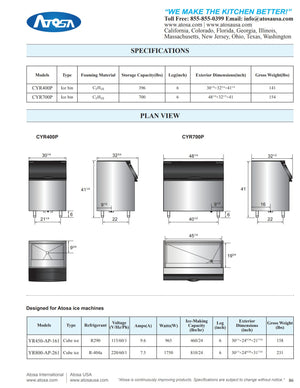 Atosa - YR800-AP-261 | CYR700P - Ice Bin for Ice Machines - Maltese & Co