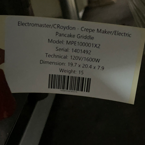 Electromaster/CRoydon - Crepe Maker/Electric Pancake Griddle - Maltese & Co