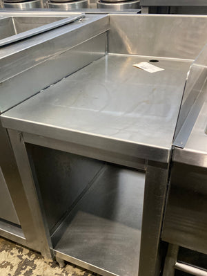 STAINLESS STEAL TABLE WITH BACKSPLASH - Maltese & Co