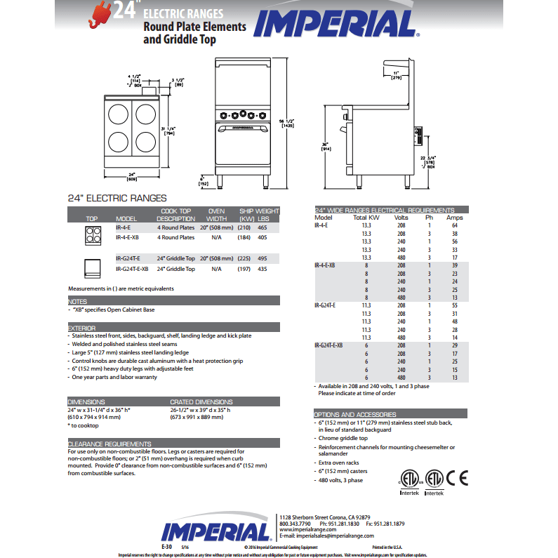 IMPERIAL-NEW-24" (4) FOUR BURNER RANGE WITH OVEN-IM-IR4-09165116-N - Maltese & Co New and Used  restaurant Equipment 